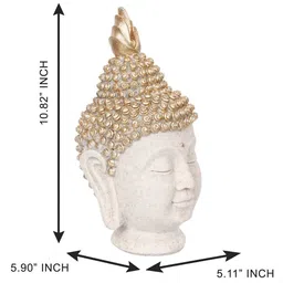 White and Golden Polyresin Decorative Buddha Head Showpiece by eCraftIndia image 4