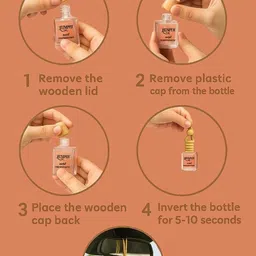 quimper Rose Hanging Car perfume Room Air Freshener, Glass Bottle with Wooden Diffuser Lid Car Freshener Diffuser Set image 5