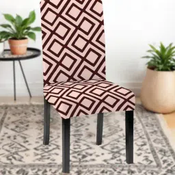 hotkei Beige Polycotton Geometric Printed 14x18 Inches Chair Covers (4 pieces)-picture-25