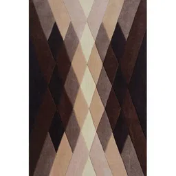 presto Brown Geometric Wool 3 ft x 5 ft Hand Tufted Carpet image 3