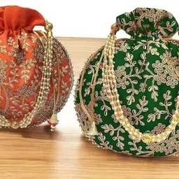 daily deals Women Orange, Green Potli-picture-18