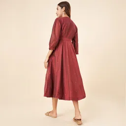 akkriti by pantaloons Women Wrap Orange Below Knee Dress image 2