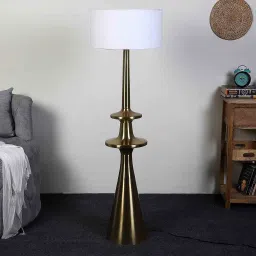 sapphire White Iron & Cloth Shade Club Floor Lamp With Iron Base image 2