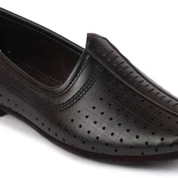 fausto Laser Cut Design Stitched Ethnic Party Slip On Juttis and Mojaris For Men image 2