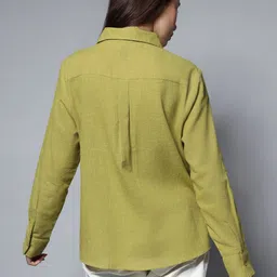 high star Women Boxy Fit Solid Spread Collar Casual Shirt image 4