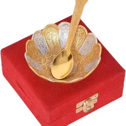 thebrostore Aluminium Decorative Bowl Decorative Bowl German Silver Bowl And Spoon Silver Plated Bowl Bowl Diwali Gift-picture-35