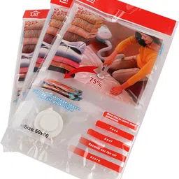 tg PACK OF 3 (50cms X 60 Cms) Transparent Travel Storage Vaccum Bags-picture-28