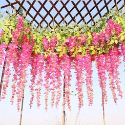 duggu item Artificial Hanging Wisteria Vine Pink Westeria, Ballmum Artificial Flower image 2