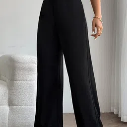 broadstar Women Loose Fit Black Lycra Blend Trousers image 1