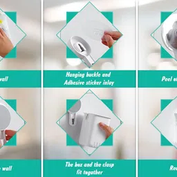 wora Toothbrush Holder For Bathroom, Easy Wall Mount Magic Sticker Self Adhesive Plastic Wall Shelf image 4