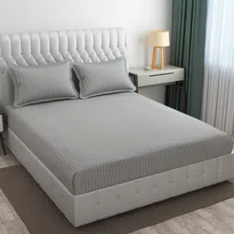 cb home Cotton Double Flat 300 TC Striped Bedsheet-picture-22