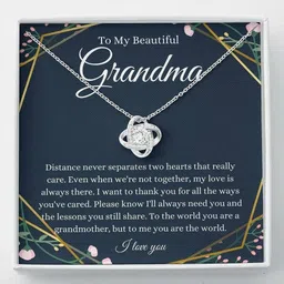 rakva Grandmother Necklace Grandmother Gift From Granddaughter/Grandson Zircon Silver Pendant Set-picture-16