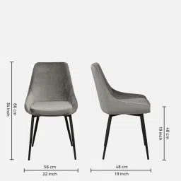 casacraft from pepperfry Rubel Velvet Dining Chair In Grey Colour image 2