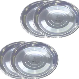 shini lifestyle Stainless Steel Halwa Plates, Breakfast plates, Serving Plates- set of 4,17cm Quarter Plate-picture-13