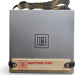 rhythm pro Cajon Cube Pro Traveller Cajon (MATT SILVER) With External Snare Tap & Strap Cajons image 2