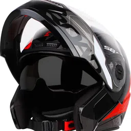 steelbird SBA-7 Road Double Visor ISI Certified Flip-Up Graphic Helmet for Men and Women Motorbike Helmet-picture-10