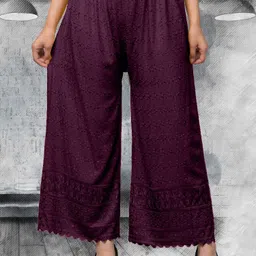 fambee Women Relaxed Purple Cotton Blend Trousers-picture-15
