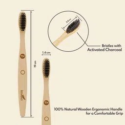 imvelo Bamboo Toothbrush with Charcoal Activated Soft Bristles | Adult - Pack of 10 Soft Toothbrush image 2