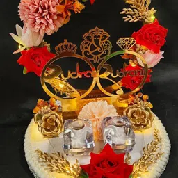 wedlock Engagement Ring Platter Acrylic Bride and Groom Name Sagai Ceremony Wood Decorative Platter image 2