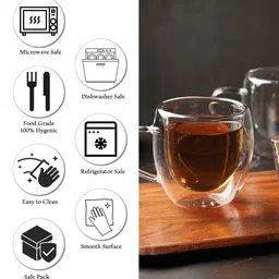 ceradeco (Set of 2) 220ml Double Wall Glass Coffee Mug image 5