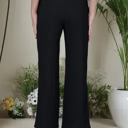 selvia Women Relaxed Black Lycra Blend Trousers image 2