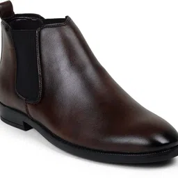 leacom Boys And Men Casual Comfortable Chelsea Slip-On Outdoor Synthetic Leather Boots For Men image 2