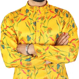 primeicon Men Self Design Jacquard Straight Kurta image 5