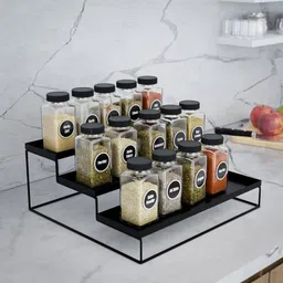 geschir Utensil Kitchen Rack 3-Tier Step rack Kitchen Spice Bottle Rack Utensil Holder Storage Organizer Iron-picture-20