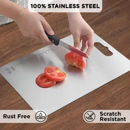 allo Stainless Steel Chopping Cutting Slicing Board for Kitchen Fruits Vegetables Stainless Steel Cutting Board image 2