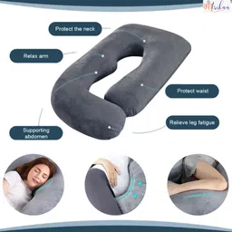 maatrikaa Comfortable J-Shaped Pregnancy Support Pillow for Back, Legs & Belly Relief Microfibre Solid Pregnancy Pillow Pack of 1 image 2