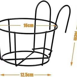 jncrafts Hanging Flower Pot Railing, Balcony, Terrace Basket Black Plant pot set of 6 Plant Container Set image 3