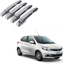 utkarsh (Set of 4 Pcs) Stylish Door Catch Car Handle Cover Chrome Finishing Suitable for Tata Tiago Car Car Grab Handle Cover image 1