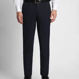 peter england Men Slim Fit Black Viscose Rayon Trousers-picture-15