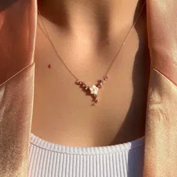 zarkan Certified | 925 Hallmark | Silver Flora Rose Gold Pendant Rhodium Cubic Zirconia Silver Pendant-picture-34