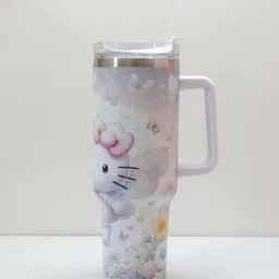 kurmoi Kitty 1200ml Stainless Steel Insulated Tumbler Bottle with Handle & Straw 1200 ml Water Bottle-picture-46