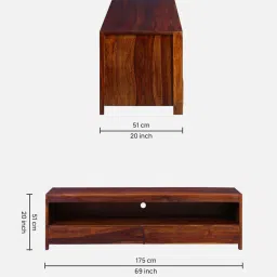 woodsworth from pepperfry Freemont Sheesham Wood TV Console in Scratch Resistant Honey Oak Finish for TVs up to 70" image 2