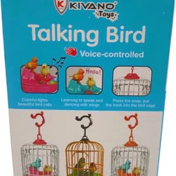 sivi shoppy Interactive Singing Bird Toy in Cage, White and Red, USB Rechargeable, image 4