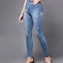 miss chase Women Skinny High Rise Blue Jeans image 3