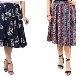 manat diva Women Printed A-line Multicolor Skirt-picture-34
