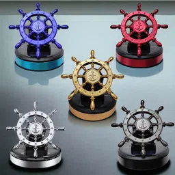 budwill ® Ship Steering Wheel Anchor Rotating Design Solar Power Perfume-Golden Diffuser image 4
