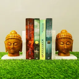 katkaria creations Buddha Yellow Marble Book End image 5