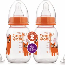 Easy-Start Feeding Bottle with 4 Nipples, Pack of 2, BPA Free, 4M+, (Orange) - 125 ml-image-34