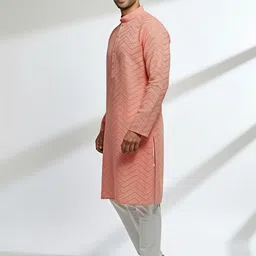 klikties Men Embroidered Khadi Cotton Straight Kurta image 4