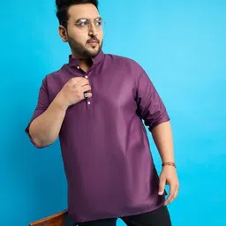 bigbanana Men Solid Cotton Blend Straight Kurta image 5