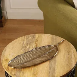 purestory 14 Inch Gold Leaf Decorative Serving Tray Platter Tray Serving Set image 5