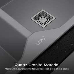 lapo Quartz Kitchen Sink, Single Bowl Sink with -Grey Metallic Finish -37x18 Inches Quartz-Sink-Grey Double BWL-37x18 Top Mount image 4