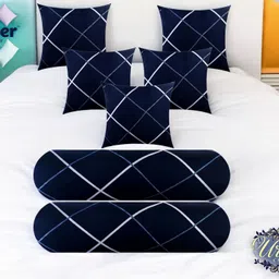 urmila creation 5 Cushion 2 Bolster Microfibre Geometric Bolster Pack of 7-picture-11