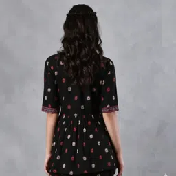 nwb Party Regular Sleeves Printed Women Black Top image 4