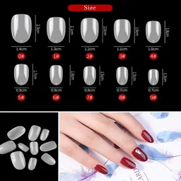 npah Short Oval False Nails 500Pcs 10Sizes Full Cover Acrylic Nail Tips image 2
