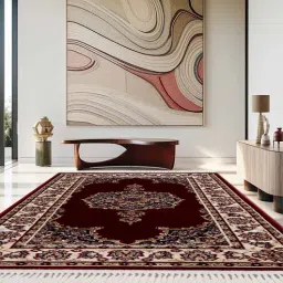 sapana carpet-mats Burgundy & Cream Traditional Polyester 6 x 9 Feet Machine Made Carpet-picture-21